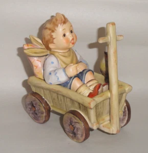 Goebel Hummel “I’m Carefree” ~ 112 Figurine ~ Boy in Wagon 633 ~ Germany - Picture 1 of 11