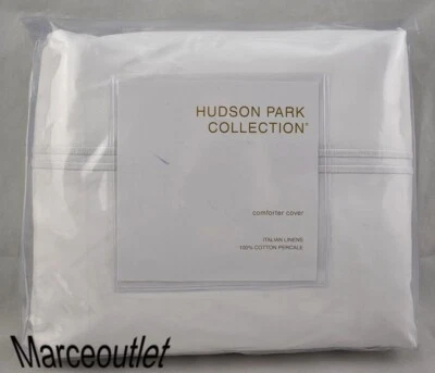 Hudson Park Italian Linens Cotton Percale FULL / QUEEN Duvet Cover White / White - Image 1 of 4