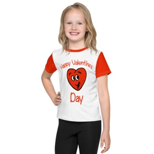 Happy Valentine's Day Heart Kids T-Shirt , Red - Picture 1 of 29