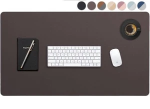 Faux Leather Desk Mat Large 36" x 20" PU Leather Desk Pad Large Dark Brown New - Photo 1/8