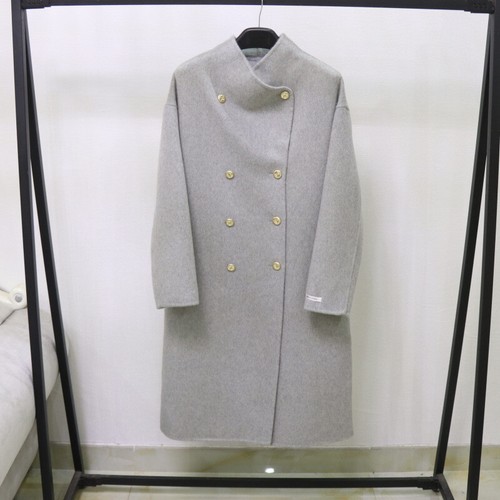 OFF WHITE Cappotti donna doppiopetto 90% lana con colletto medio lungo oversize