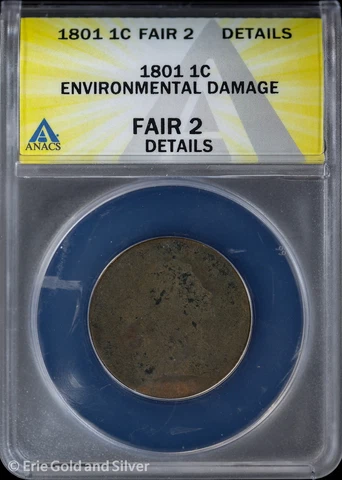 1801 1C Draped Bust Large Cent ANACS Fair 2 Details Cover
