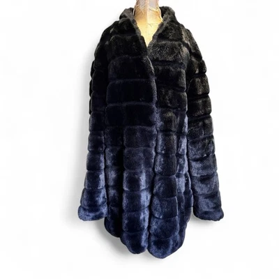 Abrigo de piel sintética Ellen Tracy para mujer talla grande 3X visón negro hasta la rodilla glamour mafia esposa Foto 1 de 4