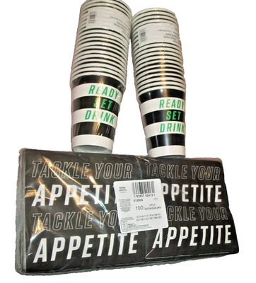 Ready Set DRINK Cups, Tackle Football Game Day Sports Banquet Party Napkins - Image 1 of 4
