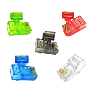 100pcs RJ45 Connectors Cat5 Ethernet Plugs for Solid Cables Connection Heads - Photo 1/13