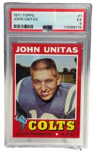 1971 Topps Johnny Unitas HOF #1 PSA 5 EX Baltimore Colts - Foto 1 di 3