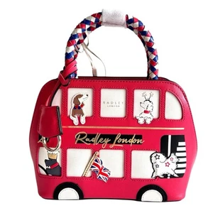 RADLEY The Anniversary Minis - London Bus - Red Leather Multiway Grab Bag - NEW - Picture 1 of 9