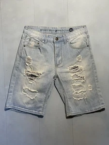 Herren Vintage Beverly Hills Distressed Denim Jeansshorts Gr. 30. Light Wash - Bild 1 von 10
