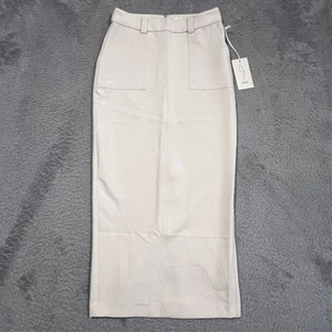 Joie Pencil Sheath Midi Skirt Women's 2 Off White Ivory Pockets Back Zip - Picture 1 of 11