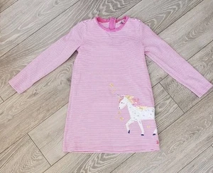 JOULES Girls UK 9-10Yrs Pink Striped Unicorn Dress Casual Style. Ex. Cond. - Picture 1 of 1