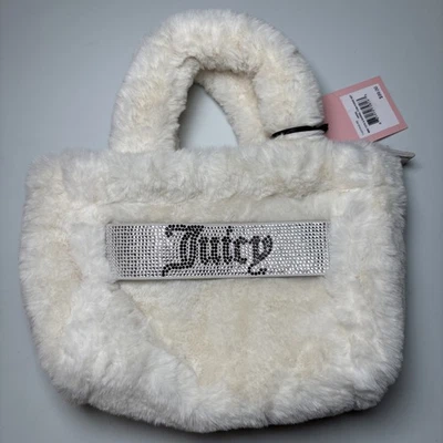 Juicy Couture White and Silver Mini tote bag Only Faux fur NWT MSRP $99 - Image 1 of 4