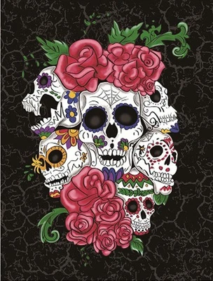 Plush Queen Size Sugar Skull Blanket - Extremely Soft - Six Skulls - Image 1 of 3