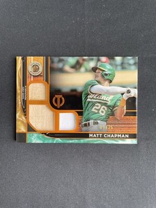 2022 Topps Tribute Matt Chapman Orange Triple Relic /25 SP Oakland Athletics 