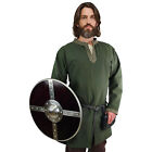 Klasyczna tunika wikingów zielona wzór węzłowy "Hakon" tunika średniowieczna z długim rękawem