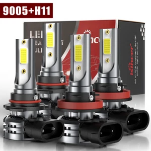 4x 9005 H11 Combo LED Headlight High Low Beam Bulbs Kit 8000K Super White Bright - Picture 1 of 16