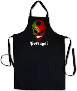 FOOTBALL SOCCER PORTUGAL SKULL GRILLSCHÜRZE KOCHSCHÜRZE - Hooligan Fan Fußball - Picture 1 of 1