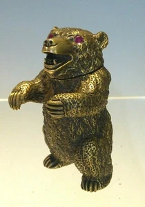 BRASS NOVELTY RUSSIAN DANCING BEAR VESTA MATCH STRIKE CASE - Picture 1 of 10