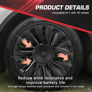 Hubcaps for Tesla Model Y Storm Wheel Rim Cover 4PCS 19inch Full Cover Hubcaps - Picture 1 of 7