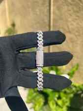 6mm 21Ct Lab Created Diamond Miami Men Cuban 7.5 Bracelet 14K White Gold Plated