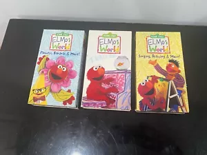 Vintage Lot Of 3 Elmo’s World VHS : Singing, Drawing, Flowers,Bananas And More - Picture 1 of 9
