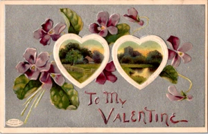 Postcard Floral Flowers Hearts To My Valentin Davidson Bros Embossed Germany - Imagen 1 de 2