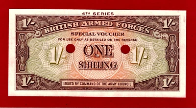 Great Britain 1 Shilling 1962 UNC NOTE VOUCHER British Armed Forces BAF (P-M32) - Image 1 of 2