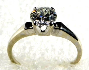 DESIGNER 14K W GOLD DIAMOND Approx 1.05 TCW Vintage RING Size 6.9 Estate - Picture 1 of 8