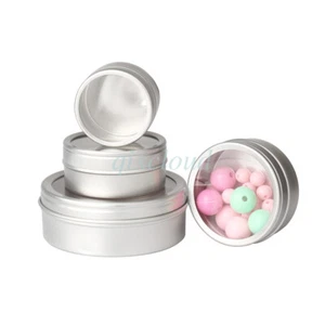 Silver 20g 40g 100g Empty Aluminium Cosmetic Jars Pots with Clear Lid Containers - Picture 1 of 19