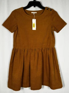 Copper Key Dillards Girls Junior Dress Large 9-12 Corduroy Short Sleeve Brown - Picture 1 of 9