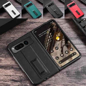 Fr Google Pixel Fold Shockproof Leather Metal Kickstand Folding Phone Case Cover - Zdjęcie 1 z 14