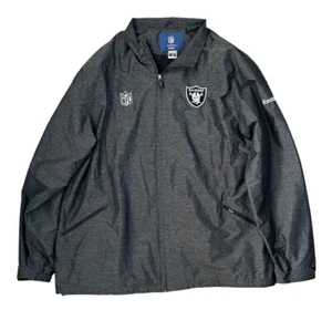 Reebok On Field Dark Gray NFL Raiders Full Zip Up Windbreaker Jacket Size 2XL - Picture 1 of 10