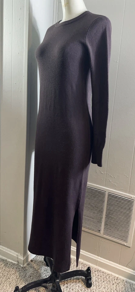 French Connection Women Long Sleeve Side Slit Sweater Midi Dress SZ L Wine - Image 1 of 4