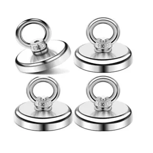 4X Neodym Magnet Bergemagnet Ösenmagnet 32mm 45KG Stark Suchmagnet Ösen Magnete - Bild 1 von 8