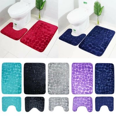 2Tlg.Set Badematte Badvorleger Badgarnitur Rutschfest Badteppich WC-Vorleger - Bild 1 von 4