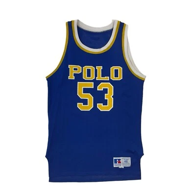 Camiseta polo atlética de baloncesto Russell vintage para adulto talla 46 hecha en EE. UU. azul Foto 1 de 4