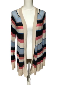 Cárdigan Suéter Loft Mujer Grande Rayas Bloques de Color Multicolor Oficina Viaje - Imagen 1 de 12