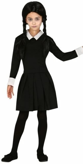 Vegaoo Spooky Girl Wednesday Halloween Family Costume Adams - Age 7-9