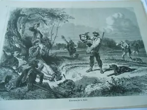 Gravure 1868 - L'ouverture de la chasse - Foto 1 di 1