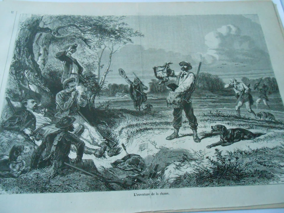 Gravure 1868 - L'ouverture de la chasse - Photo 1/1