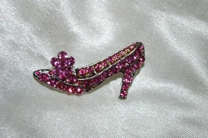 Pink Crystal High Heel Stiletto Shoe Pin Diva Sexy Club - Picture 1 of 2