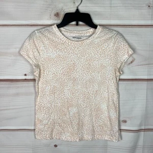 Athleta Top Womens PXS Pink Organic Daily T-Shirt Cheetah Print Crew Neck Cotton - Picture 1 of 6