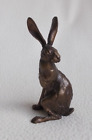Small Solid Bronze Watching Hare Sculpture