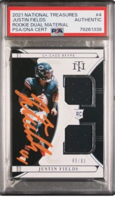 2021 Panini National Treasures Justin Fields RPA /99 PSA Auto Authentic POP ONE! - Image 1 of 3