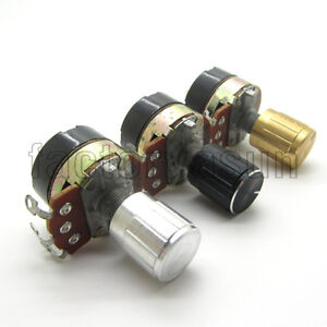 10PCS 5K - 500K Guitar Linear Taper Rotary Potentiometer With Switch + Knob Cap
