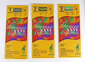 Lot of 3 - 1996 Atlanta Olympics GYMNASTICS RHYTHMIC tickets, AUG 1-2-3 - Picture 1 of 3