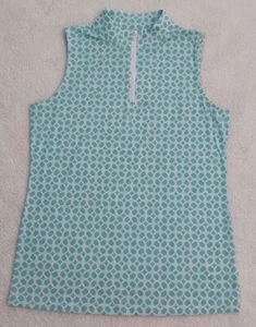 Tommy Bahama Active Top Women's Small Sleeveless Aqua White UPF 30 Vacation - Picture 1 of 9