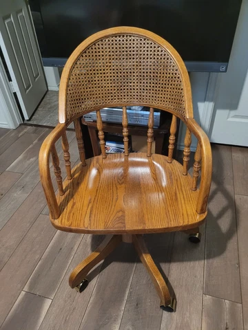 LOCAL  PICK UP  ONLY Vintage Winners Only Oak & Cane Bankers Office Desk Chair Cover