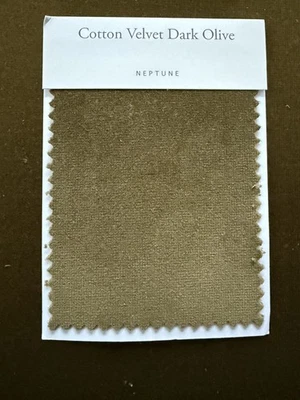 NEW Neptune Cotton Velvet Dark Olive Fabric Many Other Neptune Fabric Available - Image 1 of 4