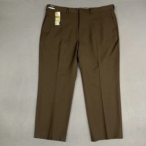Haggar Dress Pants Mens 44x30 Dark Brown Classic Fit Flat Front Polyester NWT - Picture 1 of 10