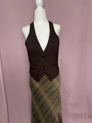 Nuevo con etiquetas Chaleco Halter Rampage Y2K Top Marrón Talla M Chaleco Espalda Corredora Deadstock Foto 1 de 4